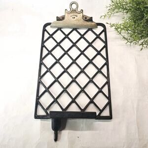 Antique KEYSTONE Clip Black Metal Iron Diamond Design Delivery Truck Clip Board